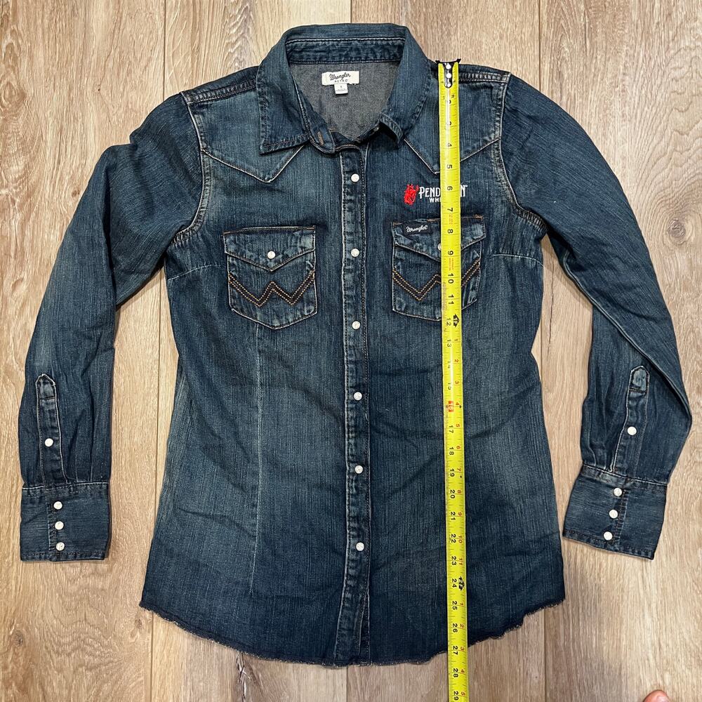 WRANGLER Women's Pendleton Whisky Long Sleeve Western Snap Denim Top Size Small - Picture 5 of 10